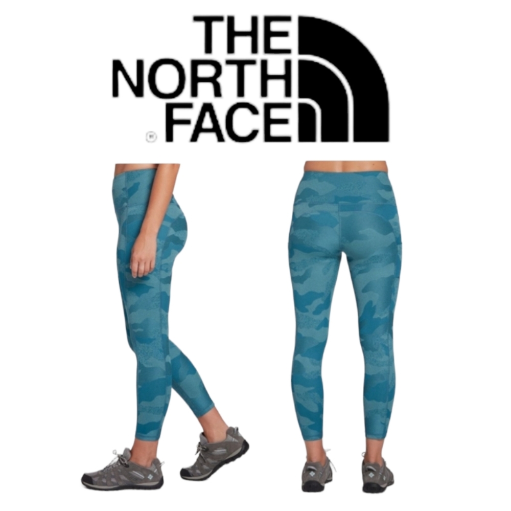 The North Face Luxe Motivation Blue Camouflage Thigh Pocket ⅞ Legging Sz XS NWT